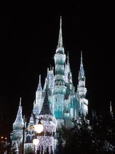 Cinderella's castle is transformed into Elsa's castle at night during Christmas time...ah-may-zing